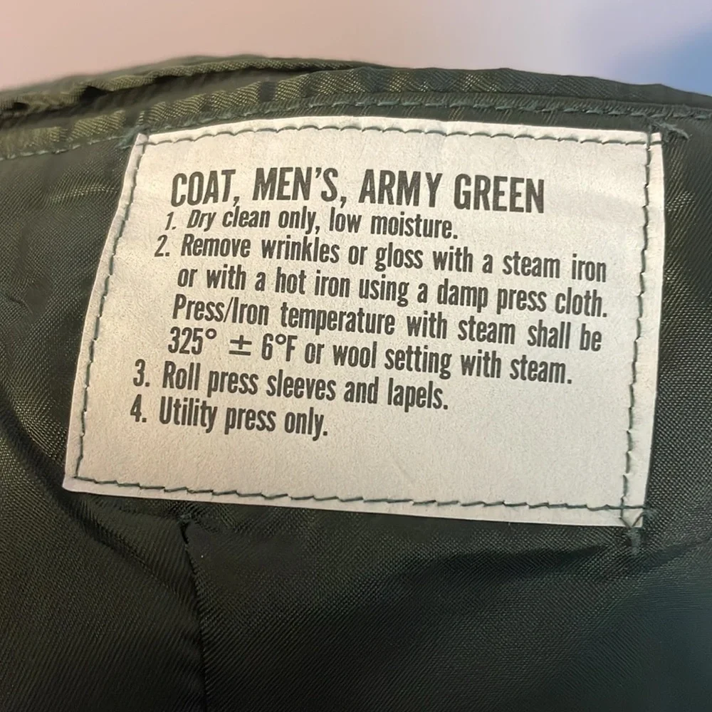 U.S Army Uniform Jacket De Rossi & Son Dress Army Green Coat Men's 43L Wool Poly